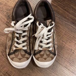 Coach tennis shoes brown and white size 8
